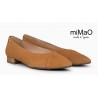 Zapato escotado de serraje camel tacon plano | Mimao